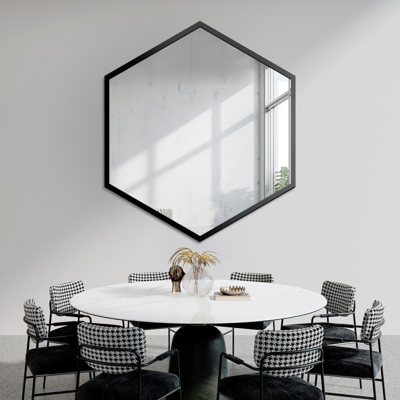 Geometrisch gevormde spiegel in een frame - HEXA IN A FRAME