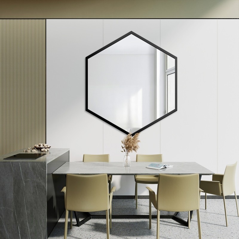 Geometrisch gevormde spiegel in een frame - HEXA IN A FRAME