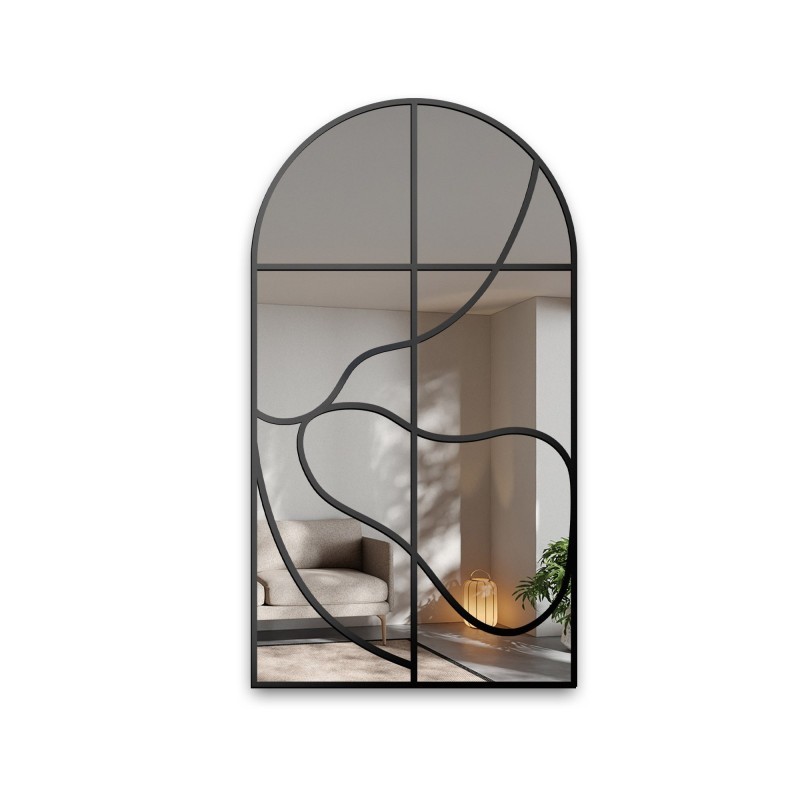 Half-ovale spiegel met raamwerk in loft mdf lijst - JACOB - lijstkleur naar keuze