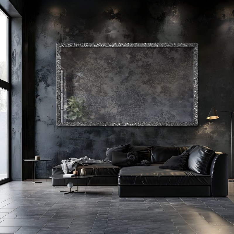 Luxe wandspiegel in grafiet lijst met verouderd paneel - JAN SILVER