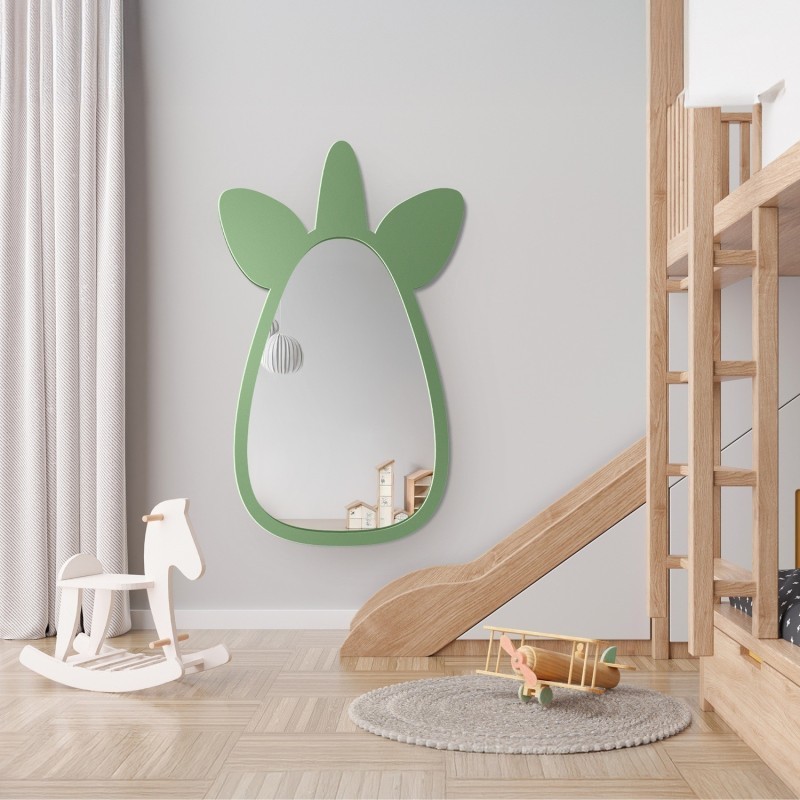 Decoratieve wandspiegel voor een kind in een mdf lijst - EENHOORN