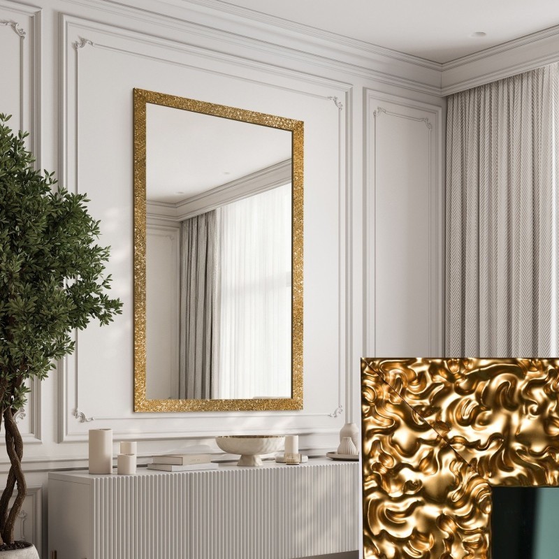 Glamour spiegel in rijk gouden lijst in hoogglans - 8002002