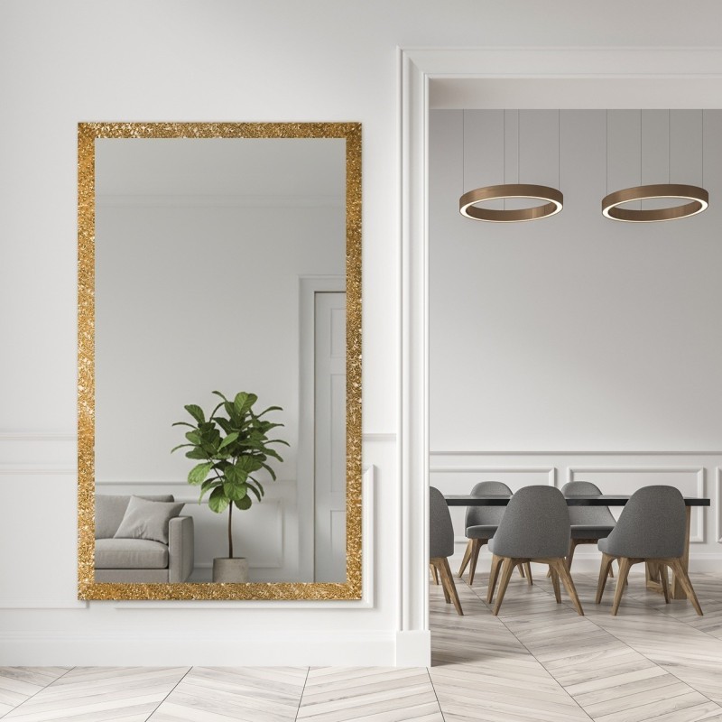 Glamour spiegel in rijk gouden lijst in hoogglans - 8002002
