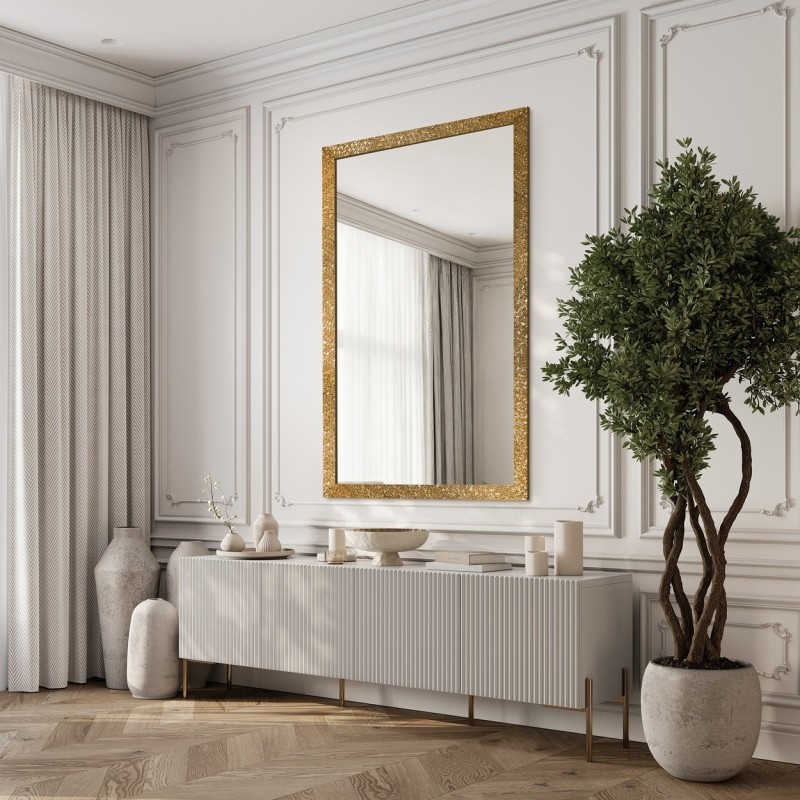 Glamour spiegel in rijk gouden lijst in hoogglans - 8002002