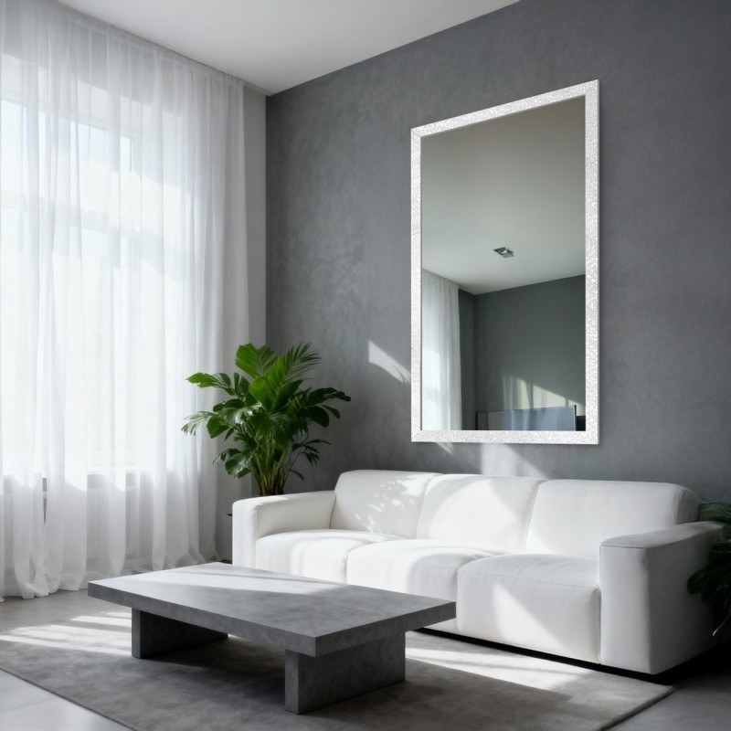 Glamour spiegel in rijk witte hoogglans lijst - 8002004