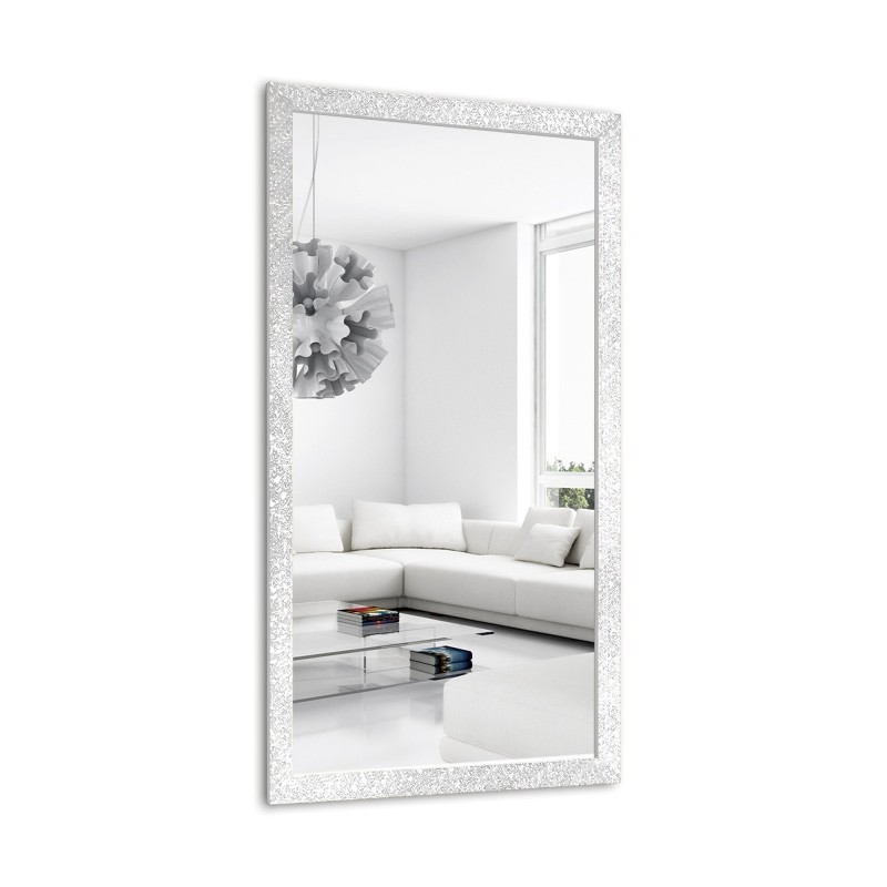 Glamour spiegel in rijk witte hoogglans lijst - 8002004