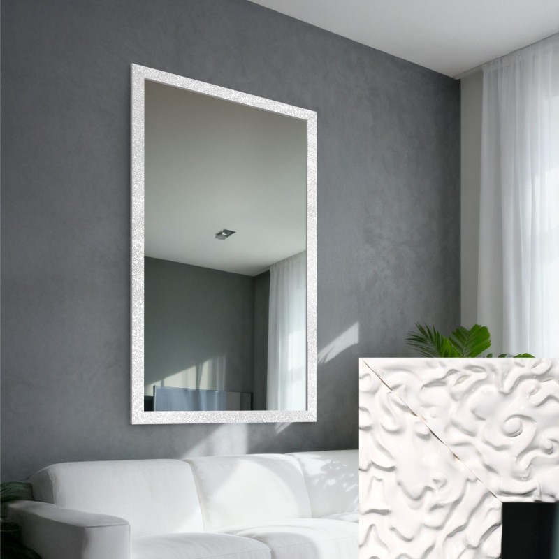Glamour spiegel in rijk witte hoogglans lijst - 8002004