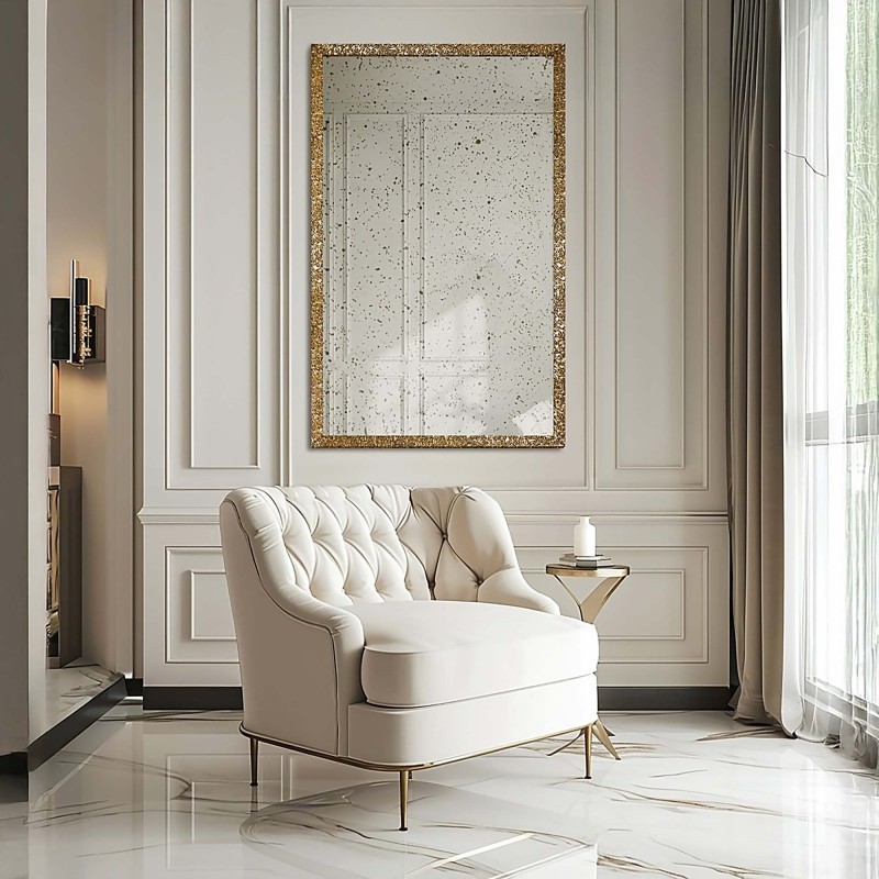 Luxe wandspiegel in gouden lijst met verouderd paneel – 8002002 – JULIA VINTAGE