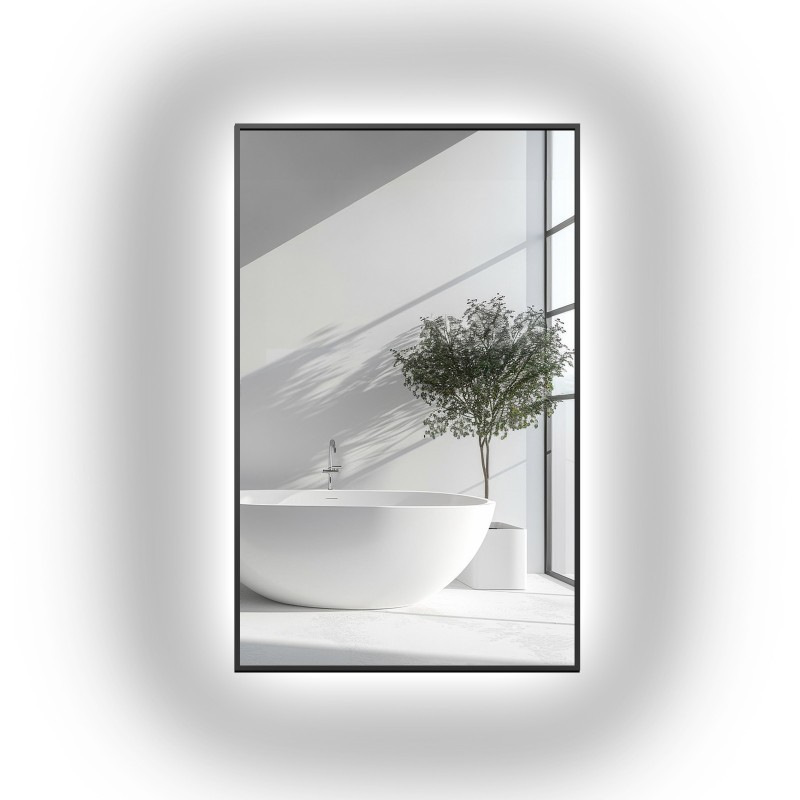 Spiegel in zwart frame met verlichting - 1201 LED - kleur frame naar keuze