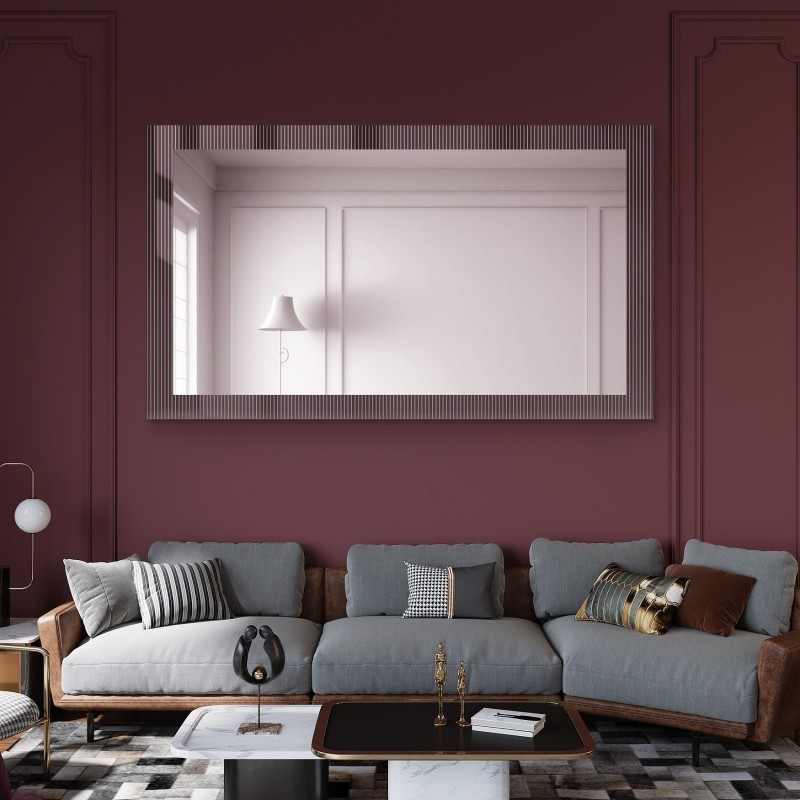 Decoratieve rechthoekige spiegel op ornamentglas Visiosun Classic – LUXORA CLARITY