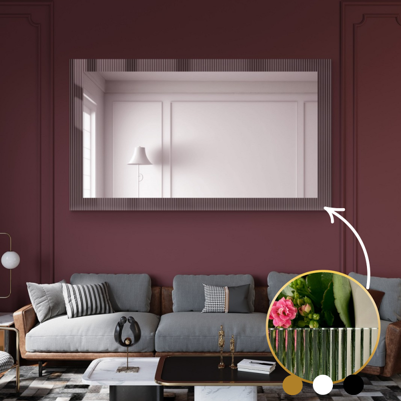 Decoratieve rechthoekige spiegel op ornamentglas Visiosun Classic – LUXORA CLARITY