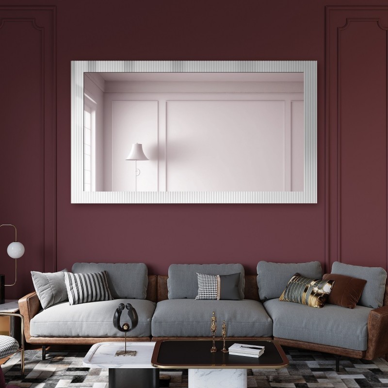 Decoratieve rechthoekige spiegel op ornamentglas Visiosun Classic – LUXORA CLARITY