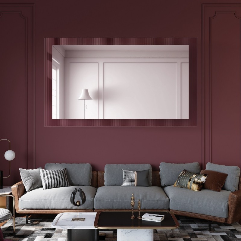 Decoratieve rechthoekige spiegel op ornamentglas Visiosun Classic – LUXORA CLARITY