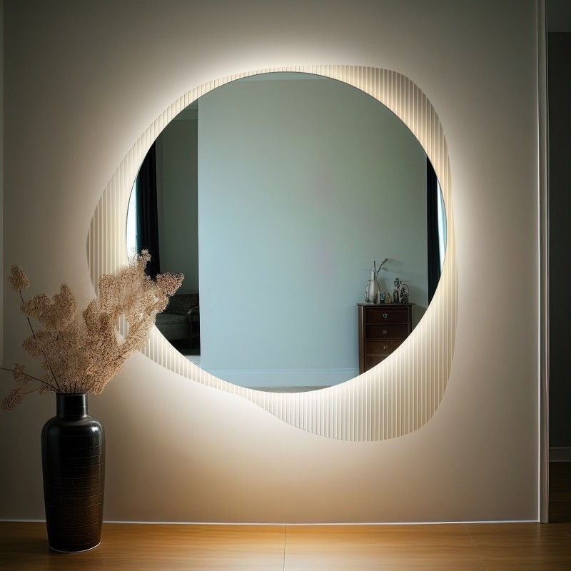 Spiegel op ornamentglas Estriado met verlichting - LUXORA ELEGRA LED