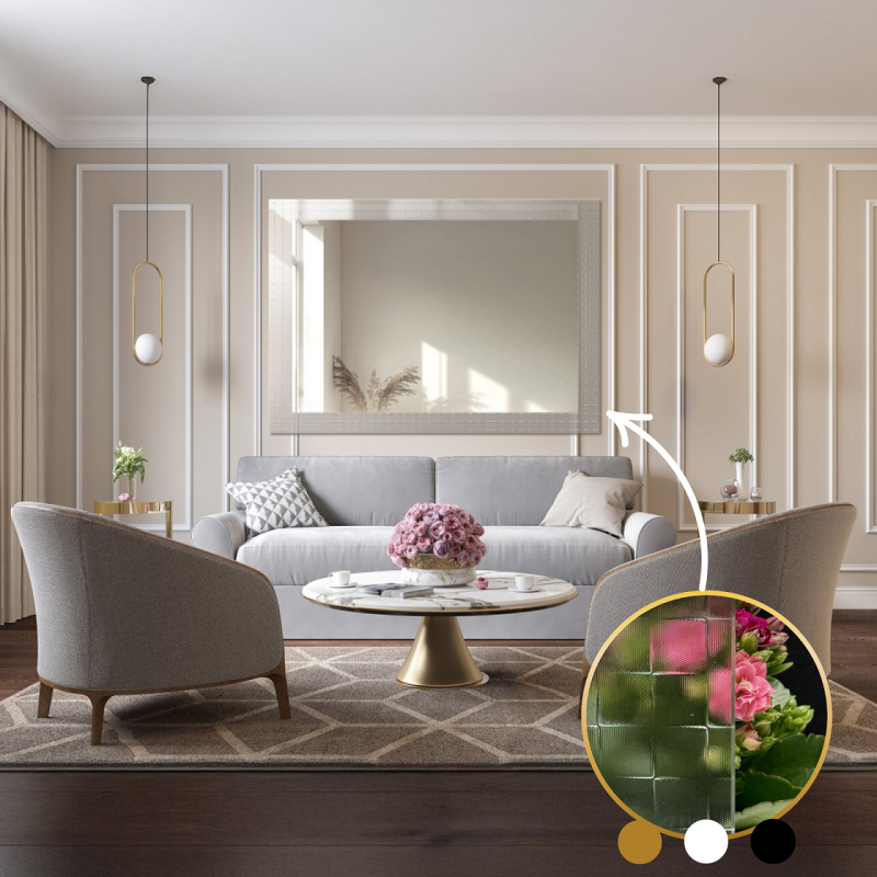 Decoratieve rechthoekige spiegel op ornamentglas Master Flex - LUXORA ETERION