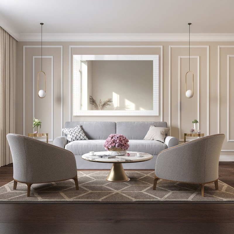 Decoratieve rechthoekige spiegel op ornamentglas Master Flex - LUXORA ETERION