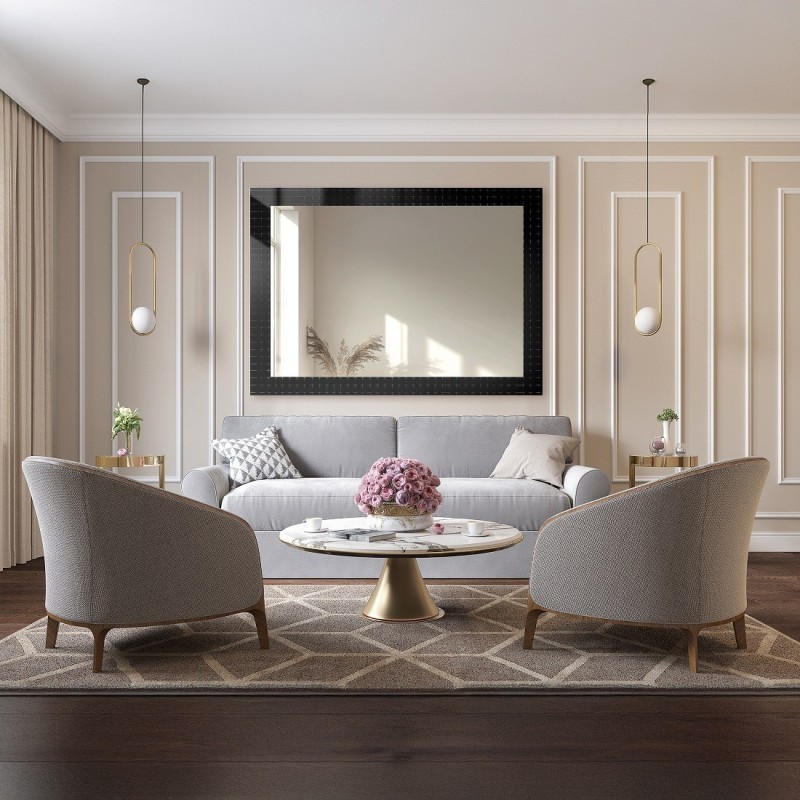 Decoratieve rechthoekige spiegel op ornamentglas Master Flex - LUXORA ETERION
