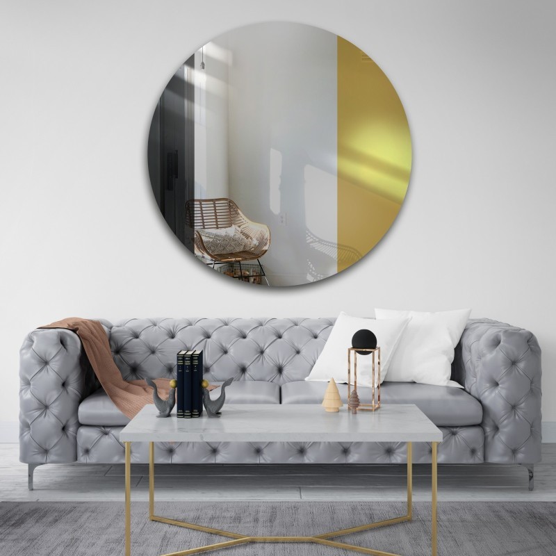 Rond decoratief spiegelkleurig paneel - zwart en goud - ANTON