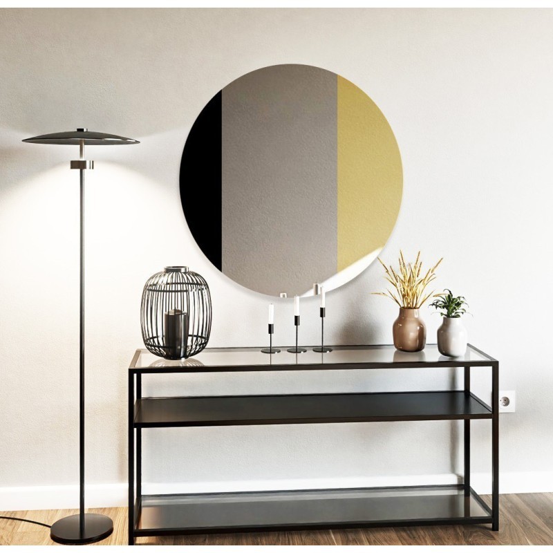 Rond decoratief spiegelkleurig paneel - zwart en goud - ANTON