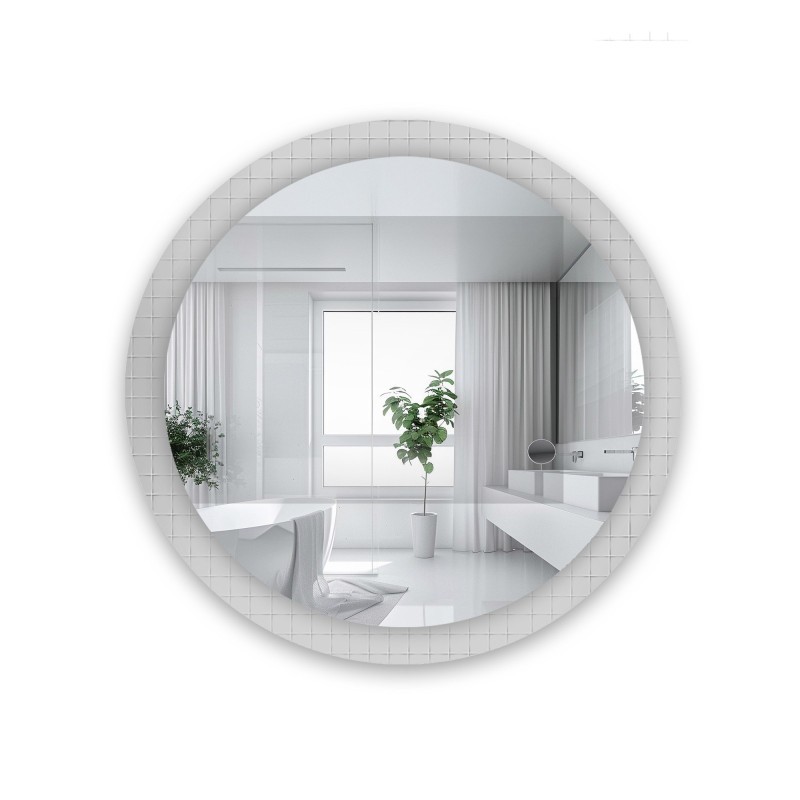 Decoratieve ronde spiegel op ornamentglas Master Flex - LUXORA FROSTED