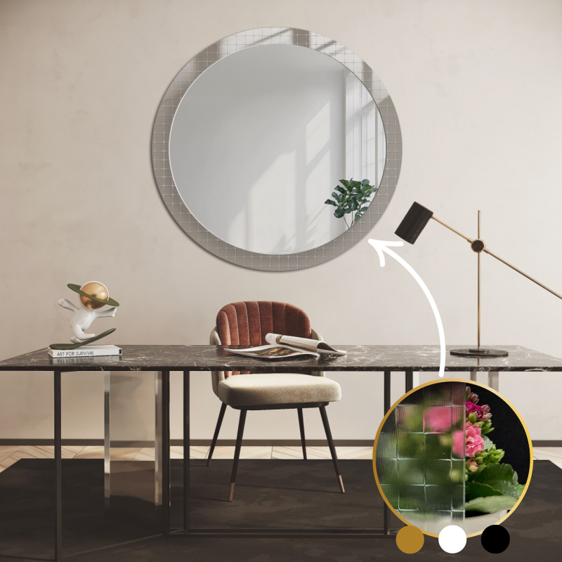 Decoratieve ronde spiegel op ornamentglas Master Flex - LUXORA FROSTED