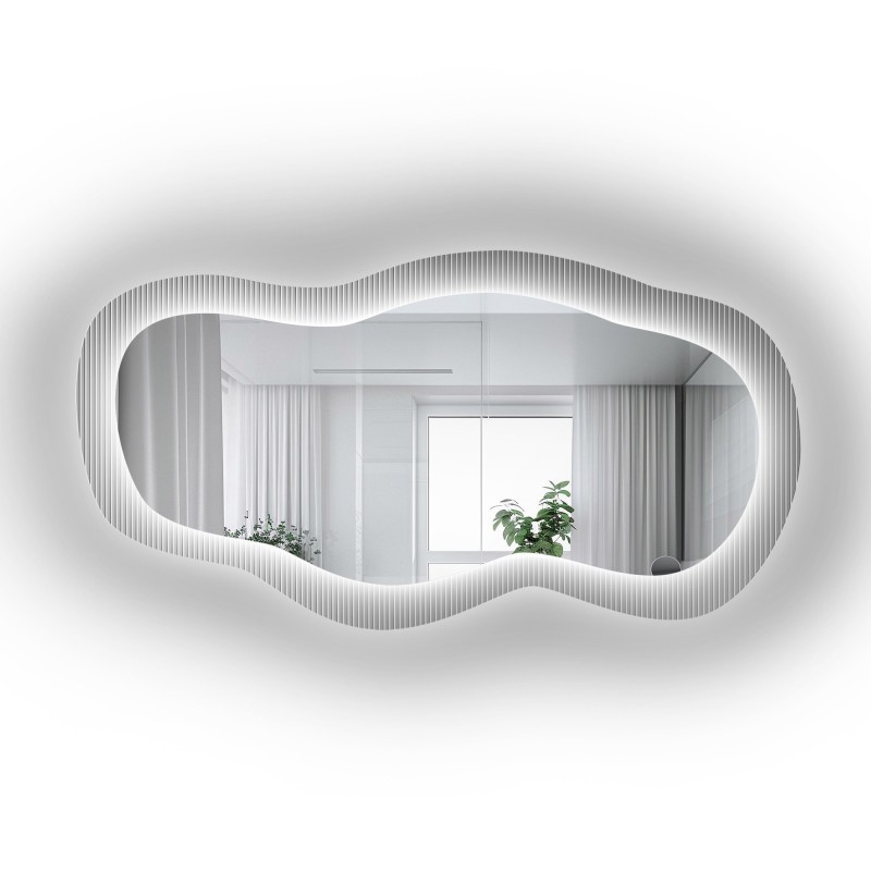 Spiegel op ornamentglas Estriado met verlichting - LUXORA GLASORI LED