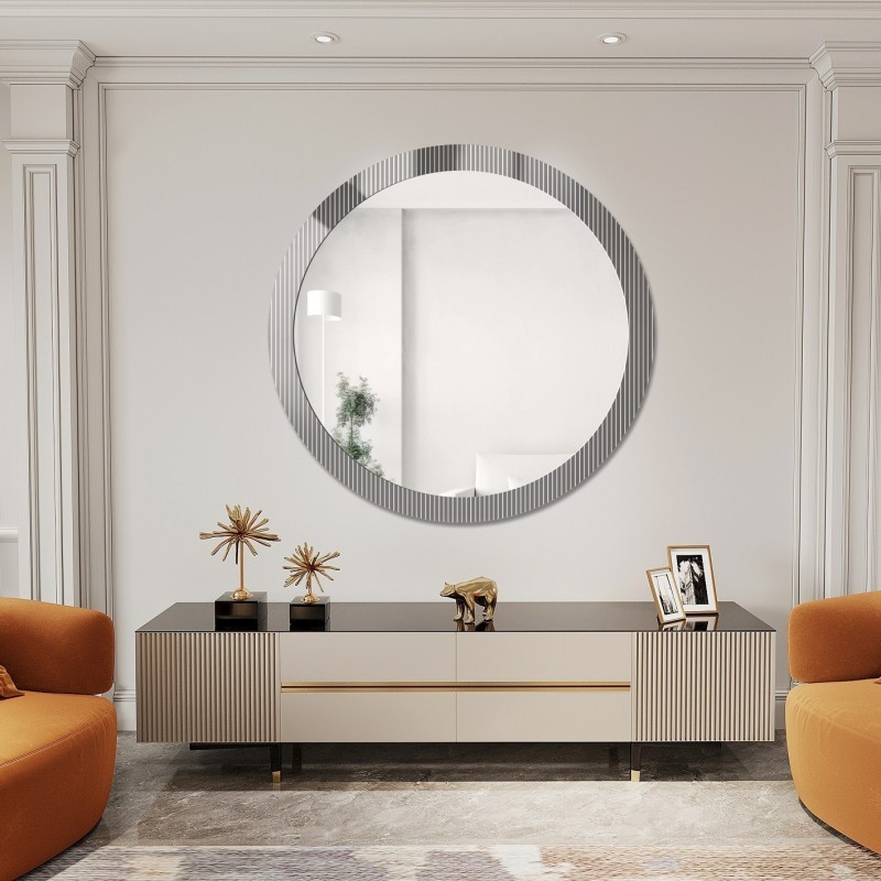 Decoratieve ronde spiegel op ornamentglas Visiosun Classic – LUXORA GLIMMER