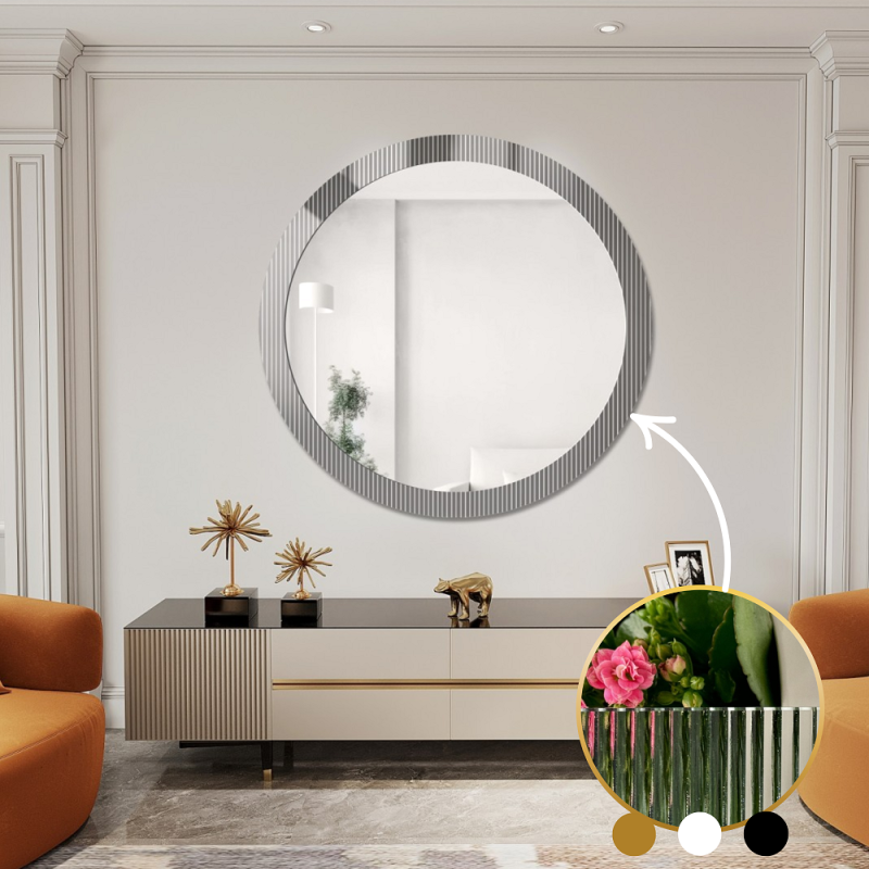 Decoratieve ronde spiegel op ornamentglas Visiosun Classic – LUXORA GLIMMER