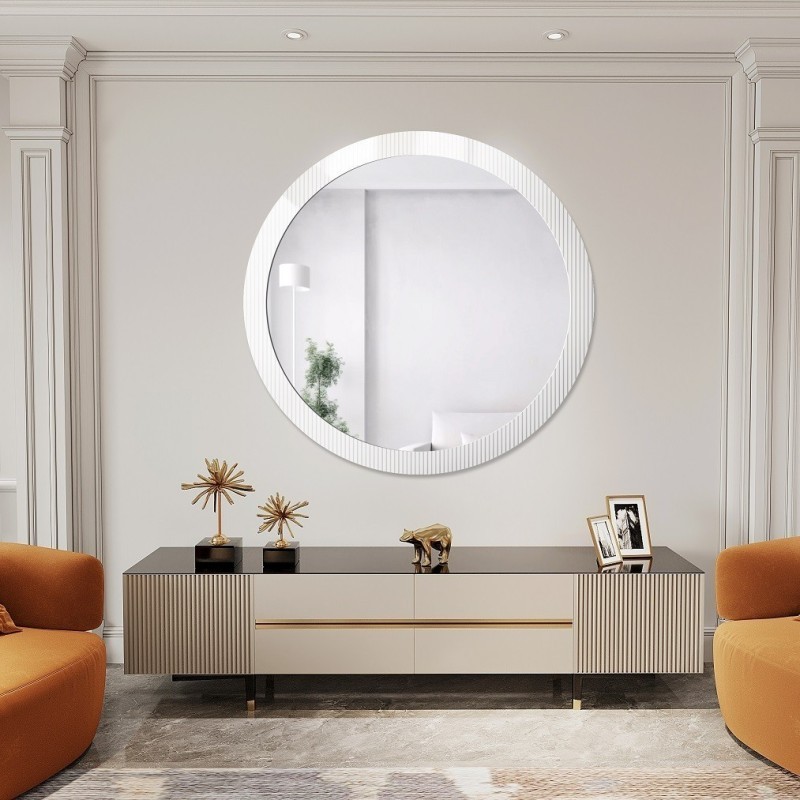 Decoratieve ronde spiegel op ornamentglas Visiosun Classic – LUXORA GLIMMER