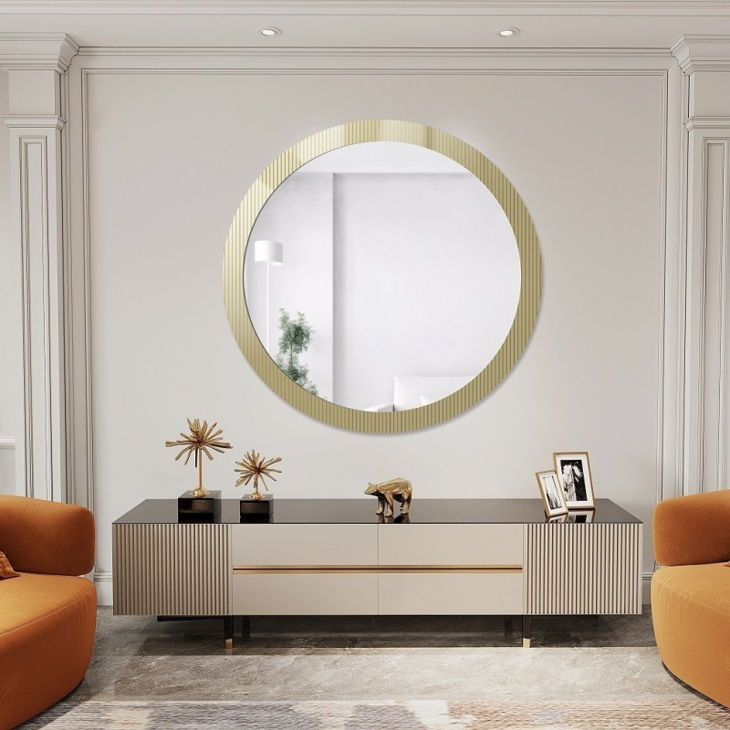 Decoratieve ronde spiegel op ornamentglas Visiosun Classic – LUXORA GLIMMER