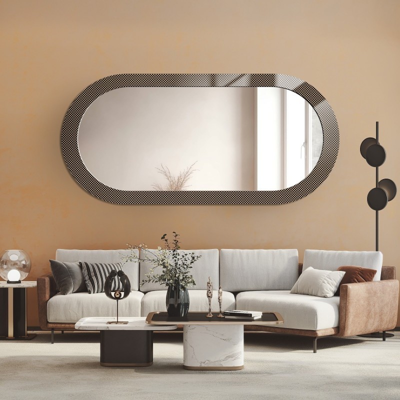 Decoratieve ovale spiegel op ornamentglas Master Point - LUXORA ORNATE