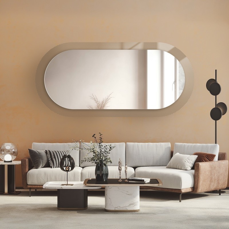 Decoratieve ovale spiegel op ornamentglas Master Point - LUXORA ORNATE