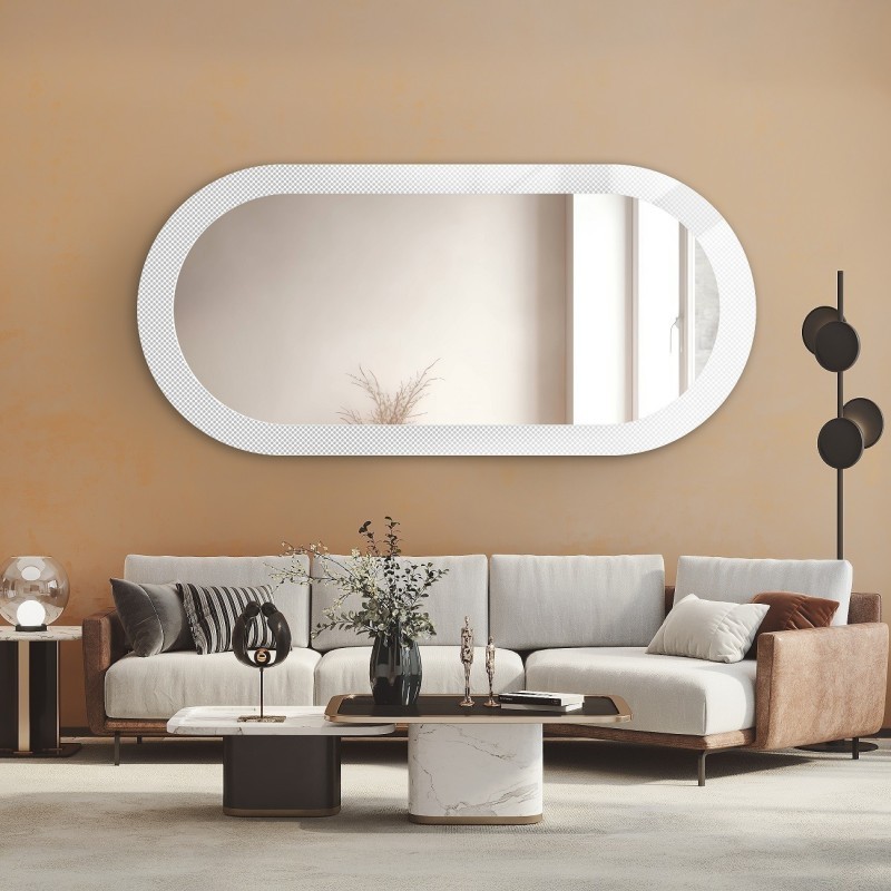 Decoratieve ovale spiegel op ornamentglas Master Point - LUXORA ORNATE