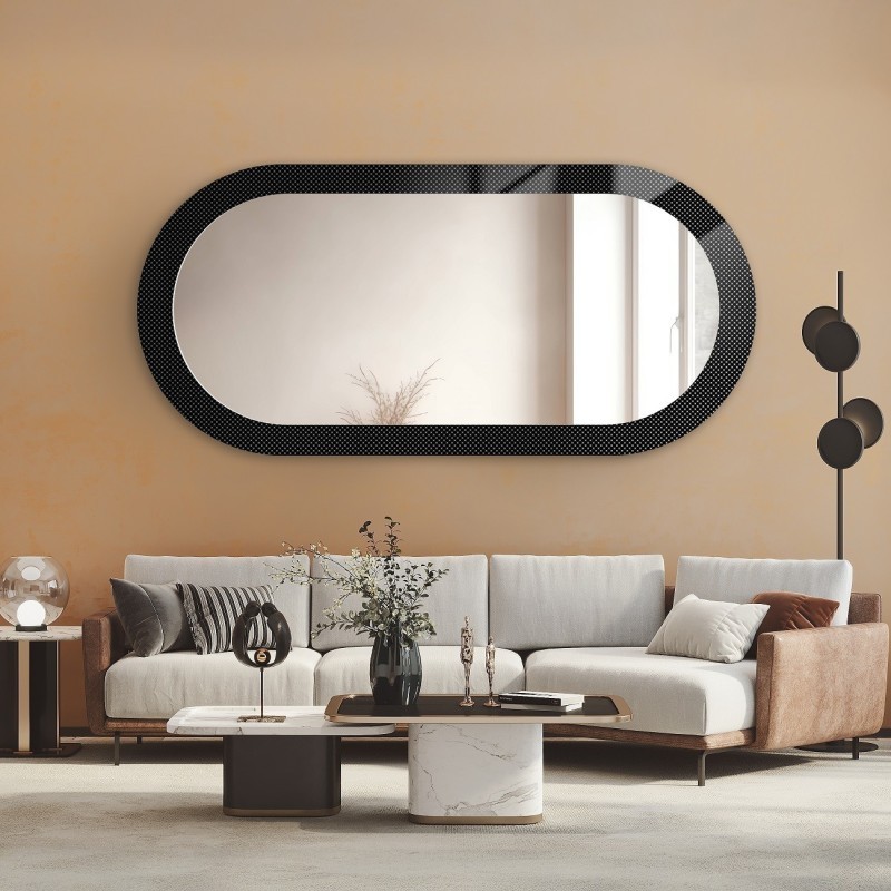 Decoratieve ovale spiegel op ornamentglas Master Point - LUXORA ORNATE