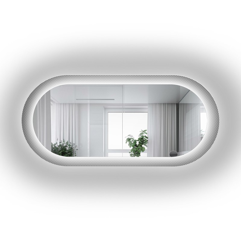 Ovale spiegel op ornamentglas Master Point met verlichting - LUXORA ORNATE LED