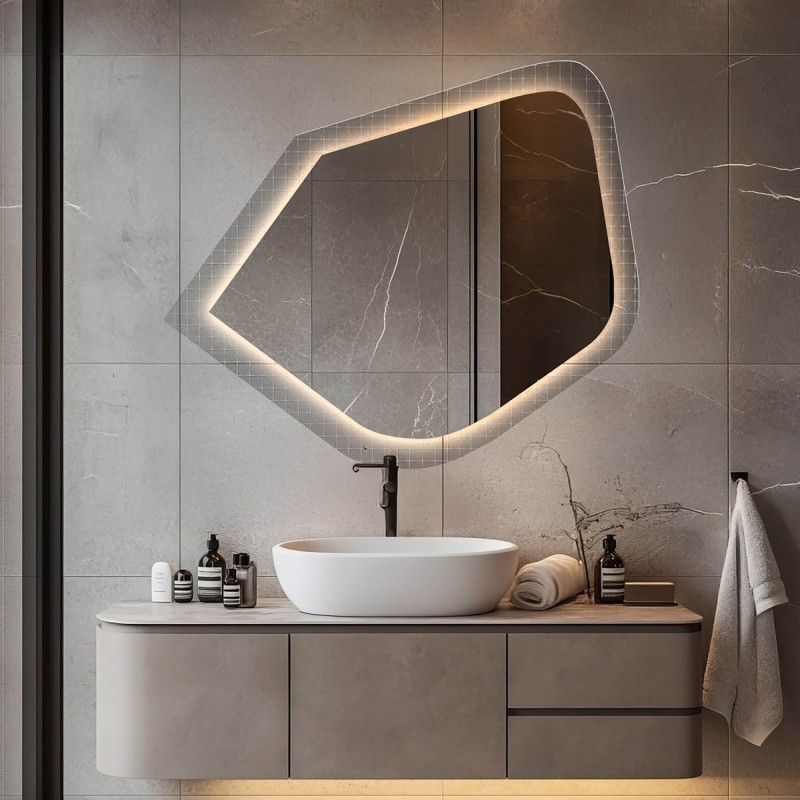 Spiegel op ornamentglas Master Flex met verlichting - LUXORA PRISTAL LED