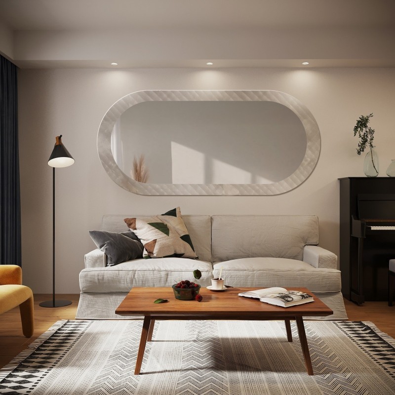 Decoratieve ovale spiegel op ornamentglas Master Soft – LUXORA VESPER