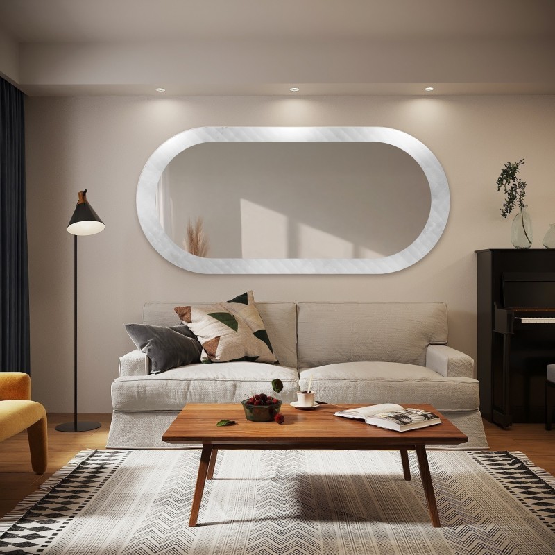Decoratieve ovale spiegel op ornamentglas Master Soft – LUXORA VESPER