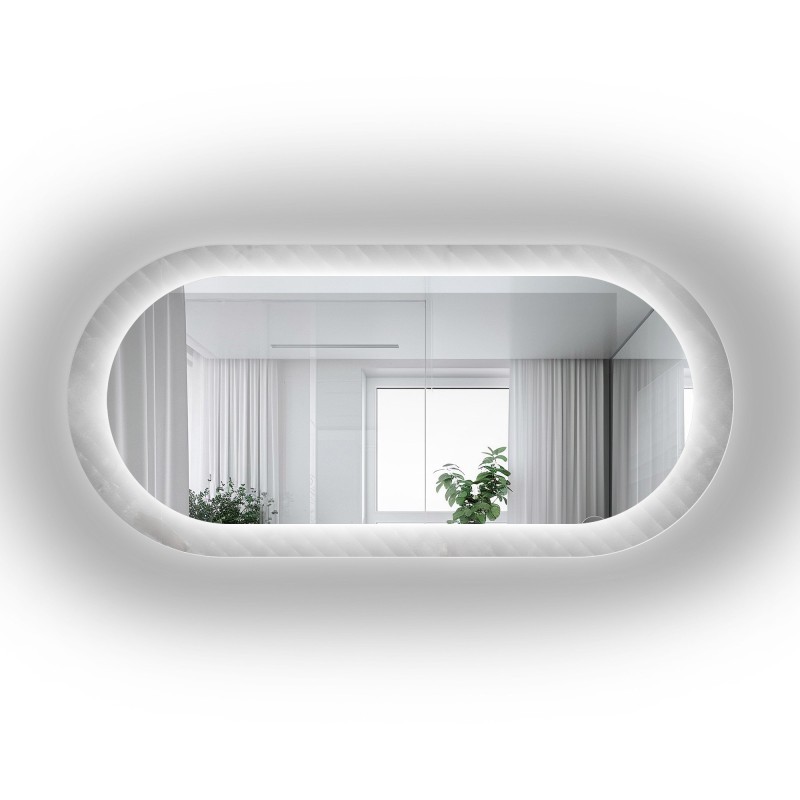 Ovale spiegel op ornamentglas Master Soft met verlichting - LUXORA VESPER LED