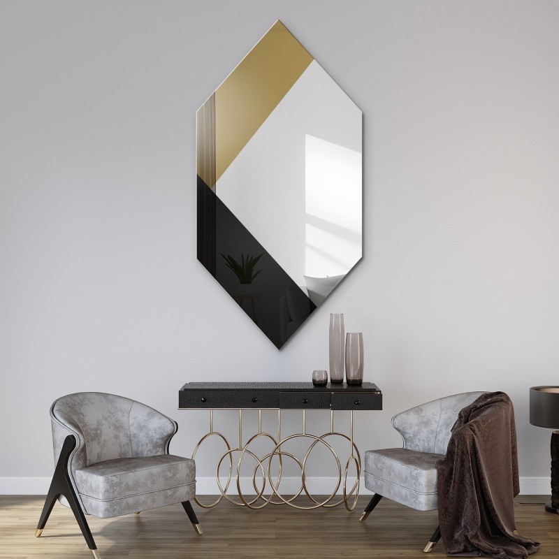 Exclusieve decoratieve spiegel in zwart en goud - MADAM