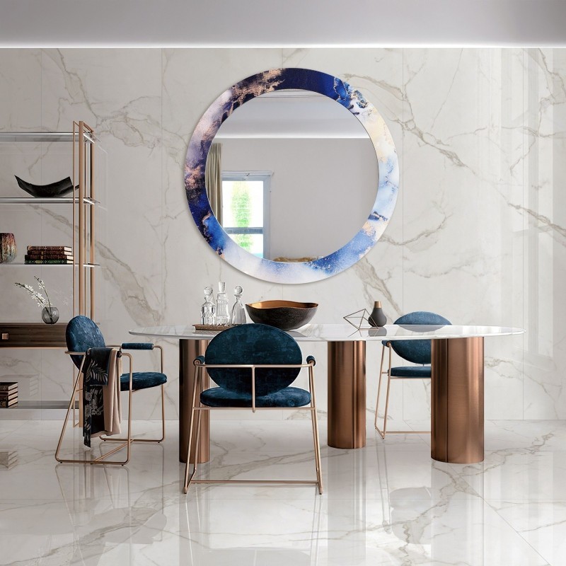 Ronde spiegel op blauw marmer – MARBLE IRIS