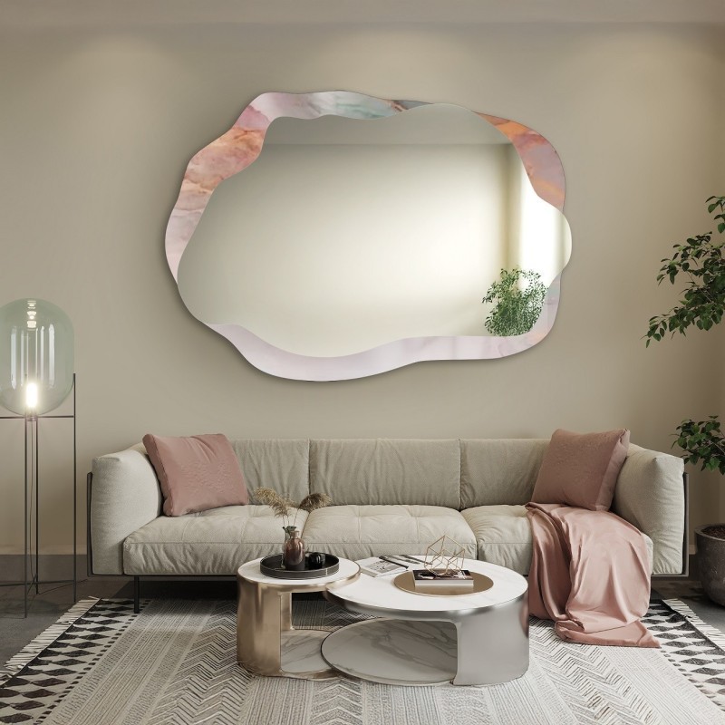 Onregelmatige spiegel op roze marmer – MARBLE ROSATO