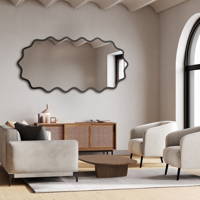 Ovale spiegel in een golvende MDF-lijst – AQUARELLE ELORA
