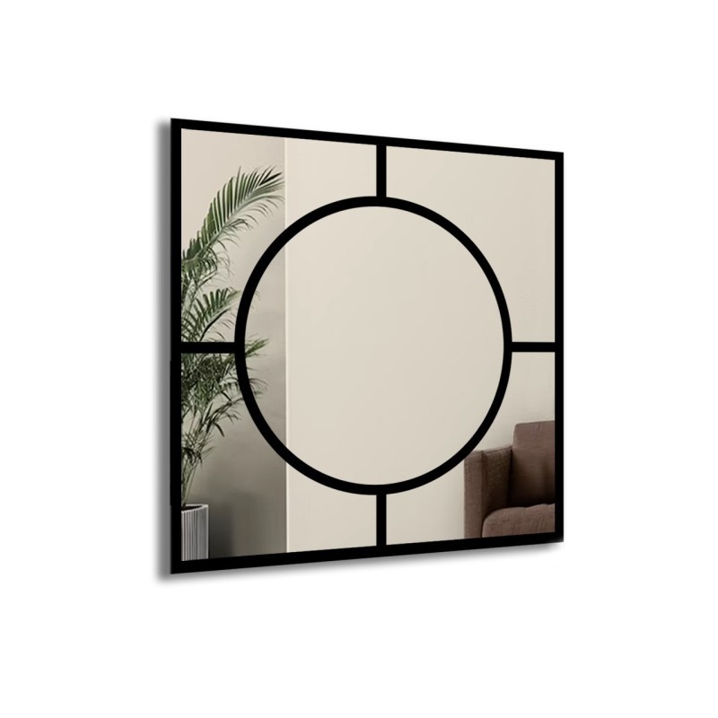 Vierkante spiegel met loft cirkel MDF - MERA