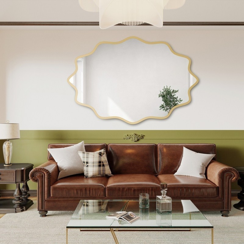 Elliptische spiegel in een golvende MDF-lijst – AQUARELLE ELVA