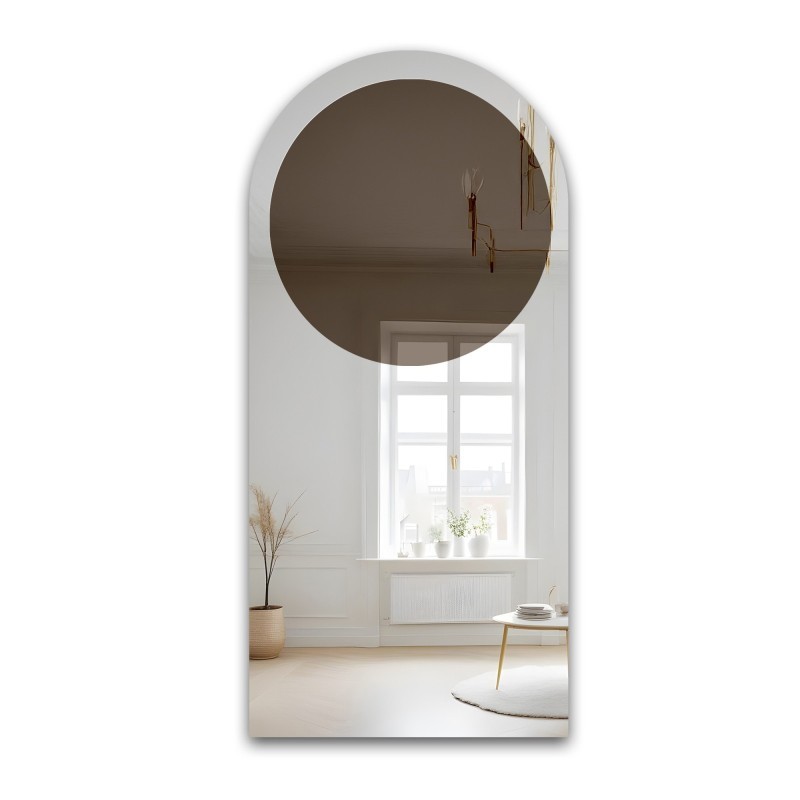Halfovale spiegel met ronde bruine spiegelplaat – MOCHA CHOCO