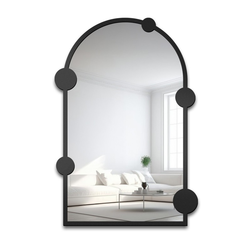 Half-ovale spiegel met wieltjes op MDF-frame - ARCULA - lijstkleur naar keuze