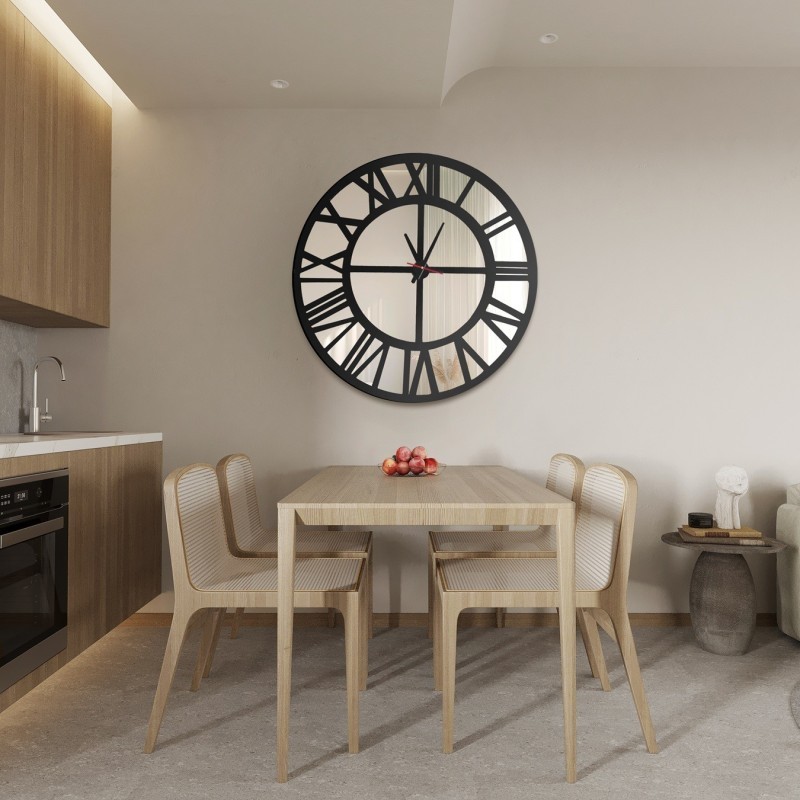 Loft spiegel wandklok - ORES - lijstkleur naar keuze