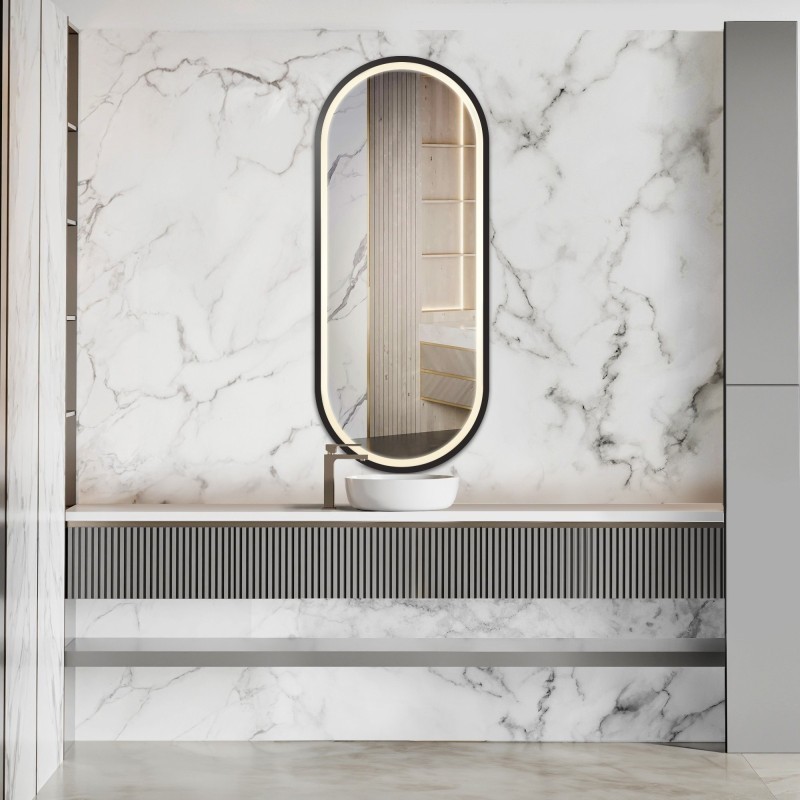 Ovale spiegel in mdf lijst met verlichting - OSKAR LED II