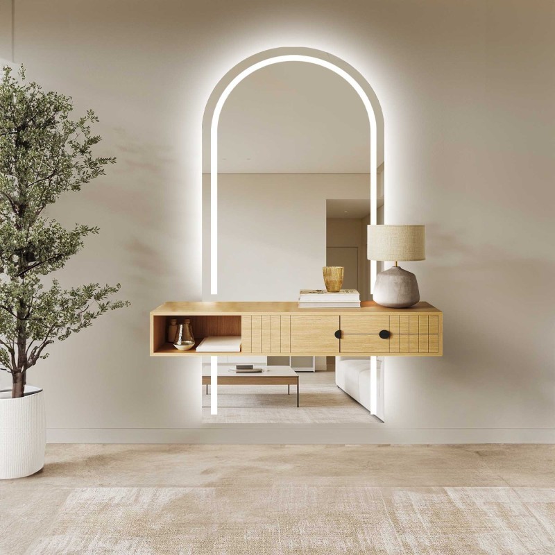 Halfovale spiegel met verlichting - PLATO IN TWEE LED-DELEN